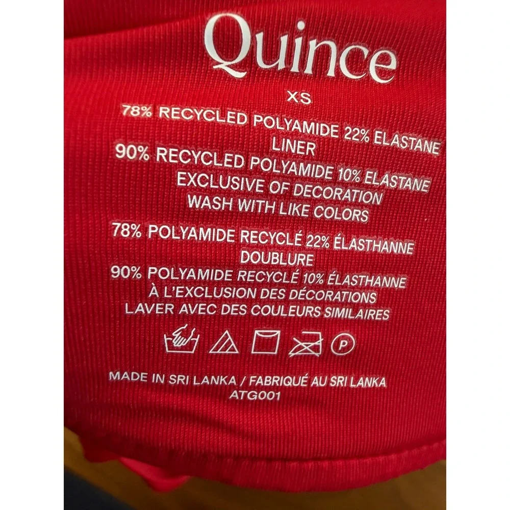 New Quince Italian Plunge One-Piece Swimsuit Red V Neck Thick Straps